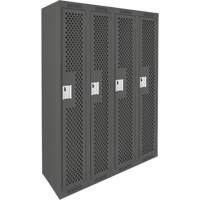Clean Line Lockers, Bank of 4, 48" x 15" x 72", Steel, Charcoal, Rivet (Assembled), Perforated Seaboard Timber Mart