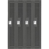 Clean Line Lockers, Bank of 4, 48" x 15" x 72", Steel, Charcoal, Rivet (Assembled), Perforated Seaboard Timber Mart