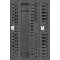 Clean Line Lockers, Bank of 4, 48" x 15" x 72", Steel, Charcoal, Rivet (Assembled), Perforated Seaboard Timber Mart