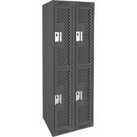 Clean Line Lockers, 2 -tier, Bank of 2, 24" x 15" x 72", Steel, Charcoal, Rivet (Assembled), Perforated Seaboard Timber Mart