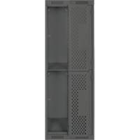 Clean Line Lockers, 2 -tier, Bank of 2, 24" x 15" x 72", Steel, Charcoal, Rivet (Assembled), Perforated Seaboard Timber Mart