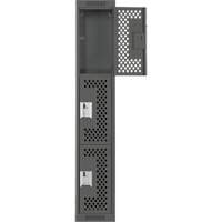 Clean Line Lockers, 3 -tier, 12" x 18" x 72", Steel, Charcoal, Rivet (Assembled), Perforated Seaboard Timber Mart