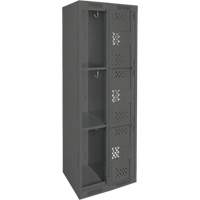 Clean Line Lockers, 3 -tier, Bank of 2, 24" x 18" x 72", Steel, Charcoal, Rivet (Assembled), Perforated Seaboard Timber Mart
