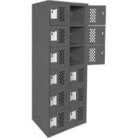 Assembled Lockerettes Clean Line Perforated Economy Lockers, 6 -tier, Bank of 2, 18" x 72" x 12", Steel Seaboard Timber Mart