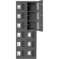 Assembled Lockerettes Clean Line Perforated Economy Lockers, 6 -tier, Bank of 2, 18" x 72" x 12", Steel Seaboard Timber Mart