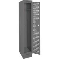 Clean Line Lockers, 12" x 18" x 76", Steel, Charcoal, Rivet (Assembled), Perforated Seaboard Timber Mart