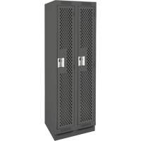 Clean Line Lockers, Bank of 2, 24" x 18" x 76", Steel, Charcoal, Rivet (Assembled), Perforated Seaboard Timber Mart