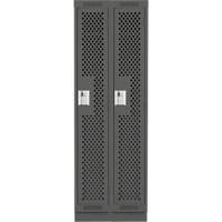 Clean Line Lockers, Bank of 2, 24" x 18" x 76", Steel, Charcoal, Rivet (Assembled), Perforated Seaboard Timber Mart