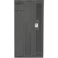 Clean Line Lockers, Bank of 3, 36" x 18" x 76", Steel, Charcoal, Rivet (Assembled), Perforated Seaboard Timber Mart