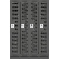 Clean Line Lockers, Bank of 4, 48" x 18" x 76", Steel, Charcoal, Rivet (Assembled), Perforated Seaboard Timber Mart