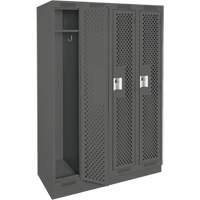 Clean Line Lockers, Bank of 4, 48" x 18" x 76", Steel, Charcoal, Rivet (Assembled), Perforated Seaboard Timber Mart