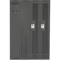 Clean Line Lockers, Bank of 4, 48" x 18" x 76", Steel, Charcoal, Rivet (Assembled), Perforated Seaboard Timber Mart