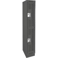 Clean Line Lockers, 2 -tier, 12" x 18" x 76", Steel, Charcoal, Rivet (Assembled), Perforated Seaboard Timber Mart