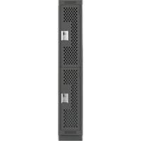 Clean Line Lockers, 2 -tier, 12" x 18" x 76", Steel, Charcoal, Rivet (Assembled), Perforated Seaboard Timber Mart