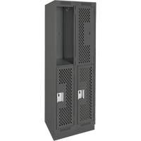 Casiers Clean Line, 2 niveaux, Bloc de 2, 24" x 18" x 76", Acier, Charbon, Rivet (assembl&eacute;), Perfor&eacute; Seaboard Timber Mart