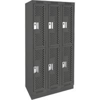 Casiers Clean Line, 2 niveaux, Bloc de 3, 36" x 18" x 76", Acier, Charbon, Rivet (assembl&eacute;), Perfor&eacute; Seaboard Timber Mart
