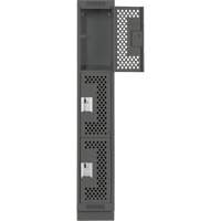 Clean Line Lockers, 3 -tier, 12" x 18" x 76", Steel, Charcoal, Rivet (Assembled), Perforated Seaboard Timber Mart