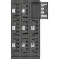 Casiers Clean Line, 3 niveaux, Bloc de 3, 36" x 18" x 76", Acier, Charbon, Rivet (assembl&eacute;), Perfor&eacute; Seaboard Timber Mart