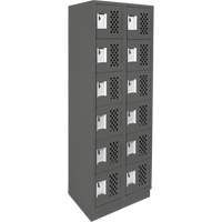 Clean-Line Perforated Lockerette, 6 -tier, Bank of 2, 15" x 72" x 12", Steel Seaboard Timber Mart