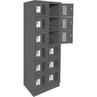 Clean-Line Perforated Lockerette, 6 -tier, Bank of 2, 15" x 72" x 12", Steel Seaboard Timber Mart