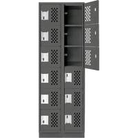 Clean-Line Perforated Lockerette, 6 -tier, Bank of 2, 15" x 72" x 12", Steel Seaboard Timber Mart