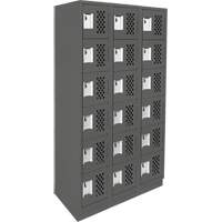 Clean-Line Perforated Lockerette, 6 -tier, Bank of 3, 15" x 72" x 12", Steel Seaboard Timber Mart