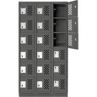 Clean-Line Perforated Lockerette, 6 -tier, Bank of 3, 15" x 72" x 12", Steel Seaboard Timber Mart
