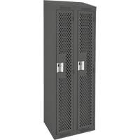 Clean Line Lockers, Bank of 2, 24" x 18" x 78", Steel, Charcoal, Rivet (Assembled), Perforated Seaboard Timber Mart