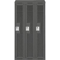 Clean Line Lockers, Bank of 3, 36" x 18" x 78", Steel, Charcoal, Rivet (Assembled), Perforated Seaboard Timber Mart