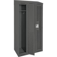 Clean Line Lockers, Bank of 3, 36" x 18" x 78", Steel, Charcoal, Rivet (Assembled), Perforated Seaboard Timber Mart