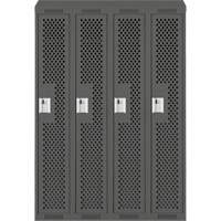 Clean Line Lockers, Bank of 4, 48" x 18" x 78", Steel, Charcoal, Rivet (Assembled), Perforated Seaboard Timber Mart