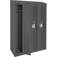 Clean Line Lockers, Bank of 4, 48" x 18" x 78", Steel, Charcoal, Rivet (Assembled), Perforated Seaboard Timber Mart