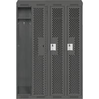 Clean Line Lockers, Bank of 4, 48" x 18" x 78", Steel, Charcoal, Rivet (Assembled), Perforated Seaboard Timber Mart