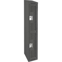 Clean Line Lockers, 2 -tier, 12" x 18" x 78", Steel, Charcoal, Rivet (Assembled), Perforated Seaboard Timber Mart