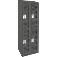 Clean Line Lockers, 2 -tier, Bank of 2, 24" x 18" x 78", Steel, Charcoal, Rivet (Assembled), Perforated Seaboard Timber Mart