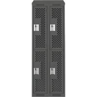 Clean Line Lockers, 2 -tier, Bank of 2, 24" x 18" x 78", Steel, Charcoal, Rivet (Assembled), Perforated Seaboard Timber Mart