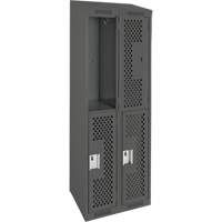 Clean Line Lockers, 2 -tier, Bank of 2, 24" x 18" x 78", Steel, Charcoal, Rivet (Assembled), Perforated Seaboard Timber Mart