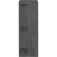 Clean Line Lockers, 2 -tier, Bank of 2, 24" x 18" x 78", Steel, Charcoal, Rivet (Assembled), Perforated Seaboard Timber Mart