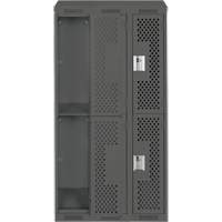 Clean Line Lockers, 2 -tier, Bank of 3, 36" x 18" x 78", Steel, Charcoal, Rivet (Assembled), Perforated Seaboard Timber Mart