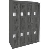 Clean Line Lockers, 2 -tier, Bank of 4, 48" x 18" x 78", Steel, Charcoal, Rivet (Assembled), Perforated Seaboard Timber Mart