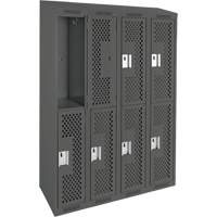 Clean Line Lockers, 2 -tier, Bank of 4, 48" x 18" x 78", Steel, Charcoal, Rivet (Assembled), Perforated Seaboard Timber Mart