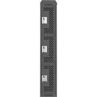 Clean Line Lockers, 3 -tier, 12" x 18" x 78", Steel, Charcoal, Rivet (Assembled), Perforated Seaboard Timber Mart