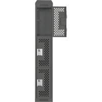 Clean Line Lockers, 3 -tier, 12" x 18" x 78", Steel, Charcoal, Rivet (Assembled), Perforated Seaboard Timber Mart