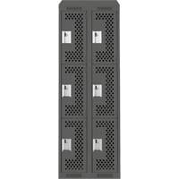 Clean Line Lockers, 3 -tier, Bank of 2, 24" x 18" x 78", Steel, Charcoal, Rivet (Assembled), Perforated Seaboard Timber Mart