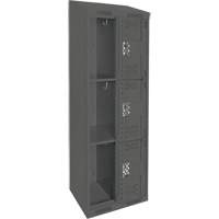 Clean Line Lockers, 3 -tier, Bank of 2, 24" x 18" x 78", Steel, Charcoal, Rivet (Assembled), Perforated Seaboard Timber Mart
