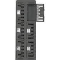 Clean Line Lockers, 3 -tier, Bank of 2, 24" x 18" x 78", Steel, Charcoal, Rivet (Assembled), Perforated Seaboard Timber Mart