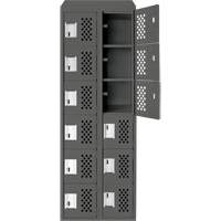 Assembled Lockerettes Clean Line Perforated Economy Lockers, 6 -tier, Bank of 2, 18" x 72" x 12", Steel Seaboard Timber Mart