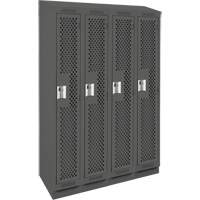 Clean Line Lockers, Bank of 4, 48" x 12" x 82", Steel, Charcoal, Rivet (Assembled), Perforated Seaboard Timber Mart