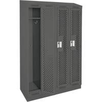 Clean Line Lockers, Bank of 4, 48" x 12" x 82", Steel, Charcoal, Rivet (Assembled), Perforated Seaboard Timber Mart