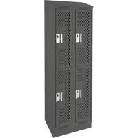 Clean Line Lockers, 2 -tier, Bank of 2, 24" x 15" x 82", Steel, Charcoal, Rivet (Assembled), Perforated Seaboard Timber Mart